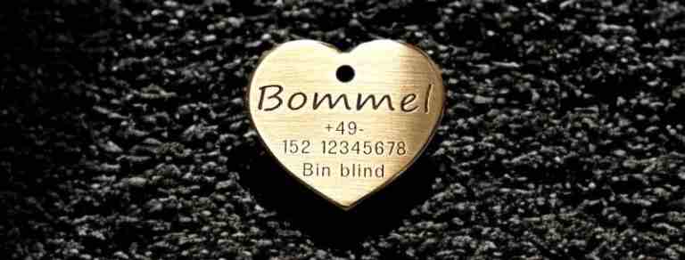 Hundemarke Messing Herz, 40 mm, beidseitig