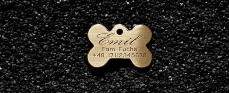 Hundemarke Messing Knochen, 38 mm, beidseitig