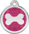hundemarke reddingo knochen glitzerhotpink